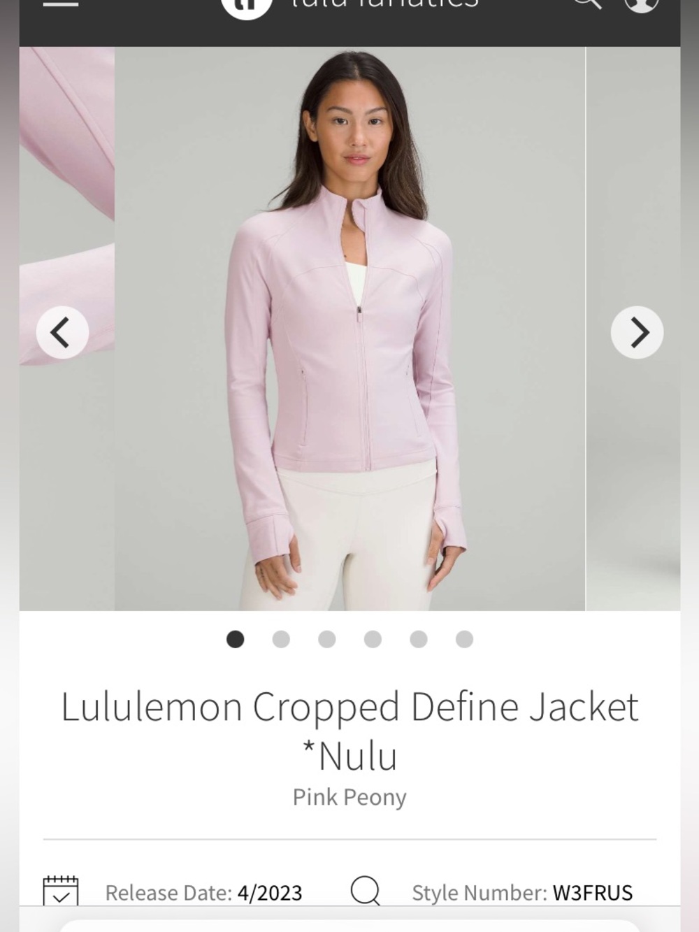 lululemon athletica Cropped Define Jacket in Pink Peony 6